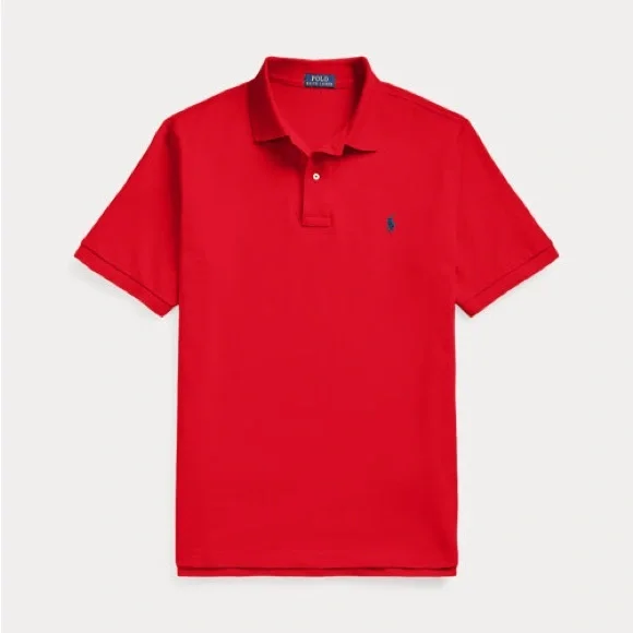 Polo by Ralph Lauren Men's Short Sleeve Vintage Pique Polo Logo Shirt, Color Red - Picture 1 of 7
